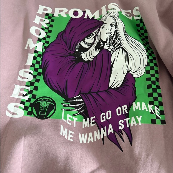 Broken Promises Tops - Graphic Print Pink Sweatshirt